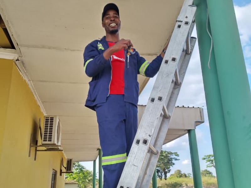 GiCo technician on site during a wireless AP installation